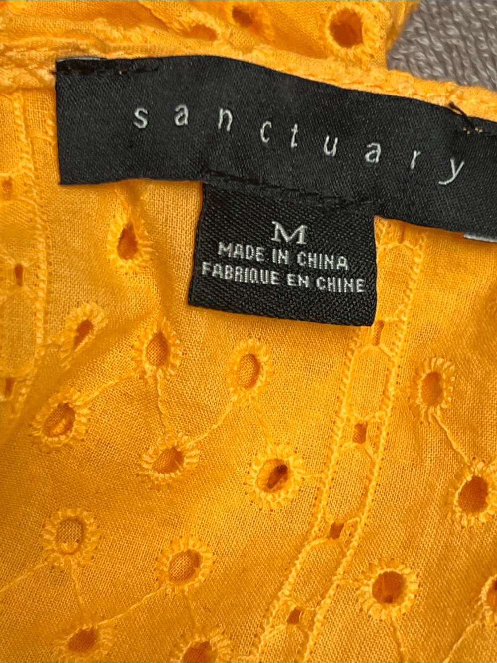 Sanctuary Yellow Eyelet Ruched Front Drawstring Top - Picture 7 of 9